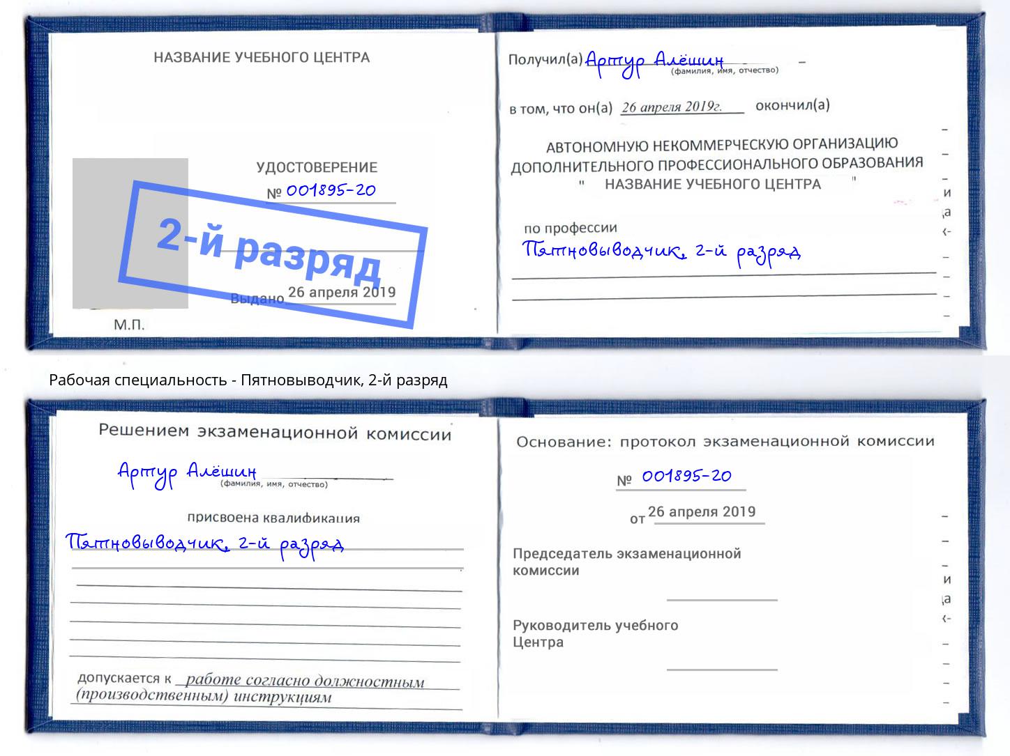 корочка 2-й разряд Пятновыводчик Кушва