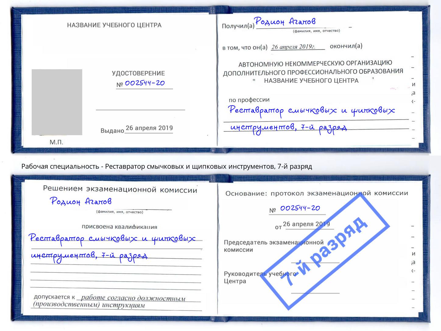 корочка 7-й разряд Реставратор смычковых и щипковых инструментов Кушва